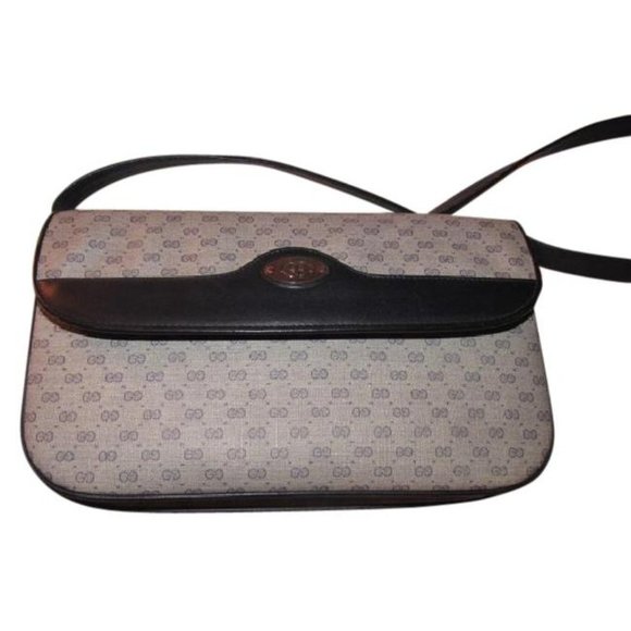 Gucci Vintage Blue Patent GG Coated Canvas Shoulder Bag - Picture 1 of 12